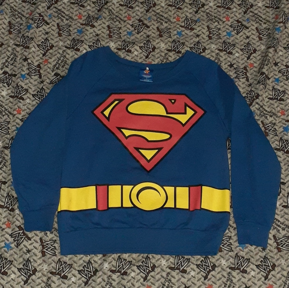Superman Crewneck Sweatshirt DC Comics Cosplay Sweater Costume